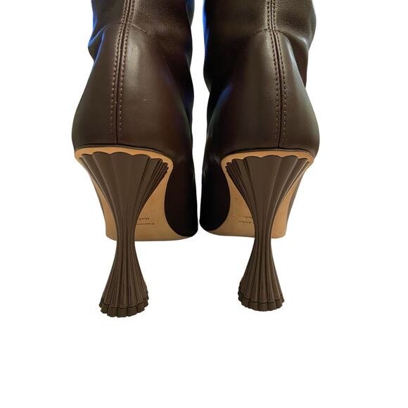 Ammonde Atelier Magda Leather Heeled Boot Knee High Pointed Toe Dark Oat Size 40 - Picture 11 of 16